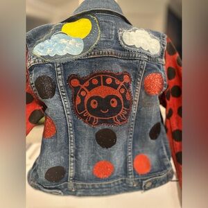 Custom Kids Denim Jacket with Ladybug Design